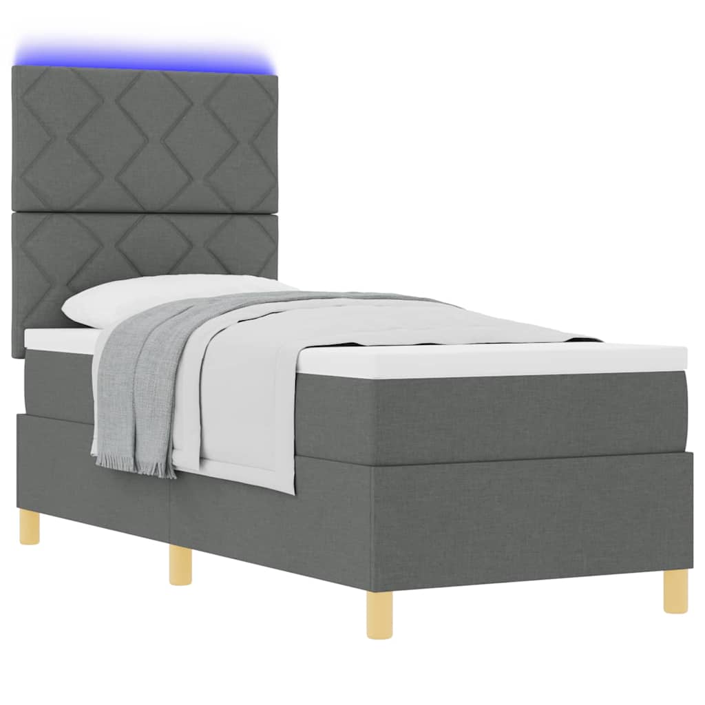 vidaXL Łóżko z sprężyną LED Ciemnoszary 80 x 200 cm tkanina