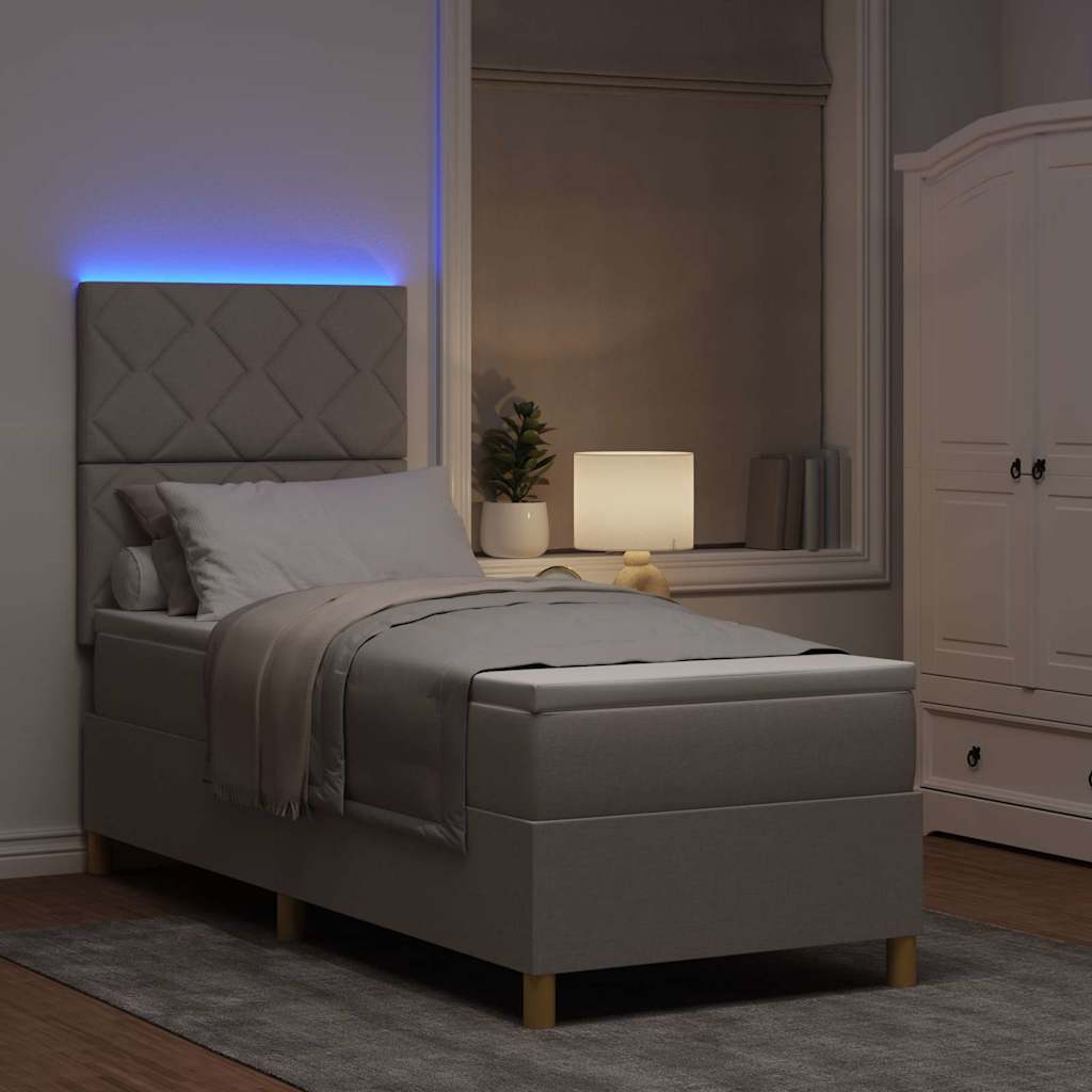 vidaXL Łóżko z sprężyną LED Ciemnoszary 80 x 200 cm tkanina