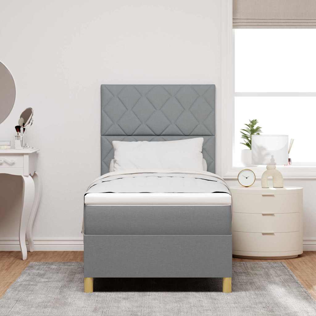 vidaXL Łóżko z sprężyną LED Jasnoszary 90 x 190 cm tkanina