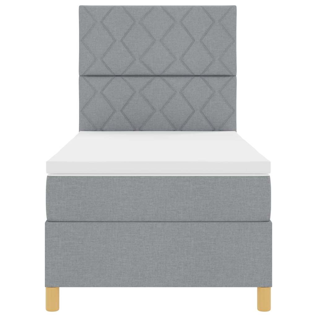 vidaXL Łóżko z sprężyną LED Jasnoszary 90 x 190 cm tkanina