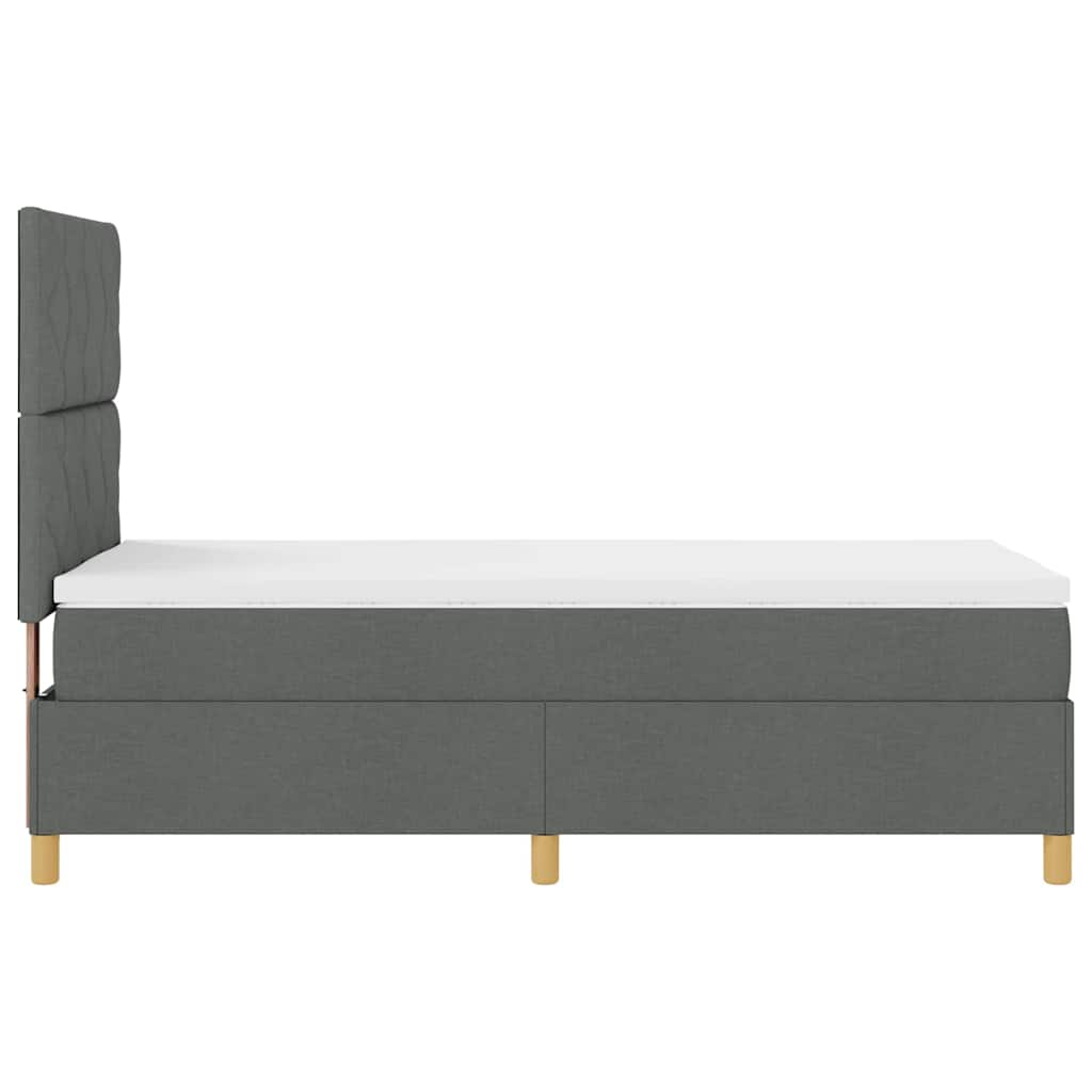 vidaXL Łóżko z sprężyną LED Ciemnoszary 90 x 190 cm tkanina