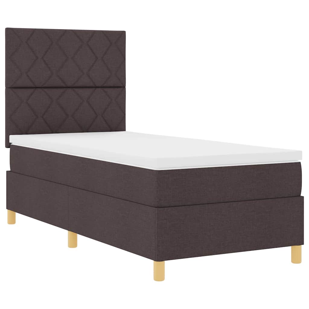 vidaXL Łóżko z sprężyną LED Ciemny brąz 90 x 190 cm tkanina