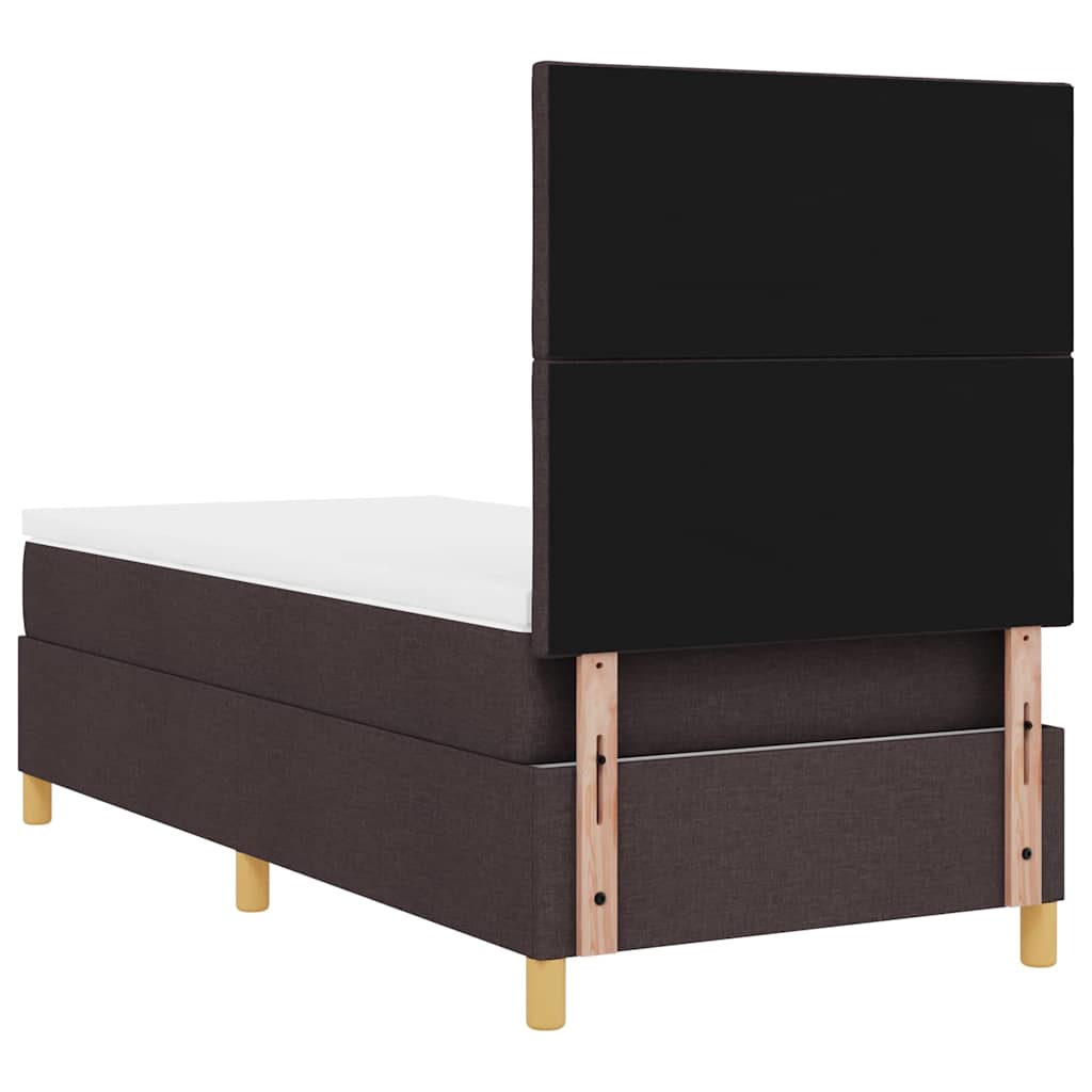 vidaXL Łóżko z sprężyną LED Ciemny brąz 90 x 190 cm tkanina