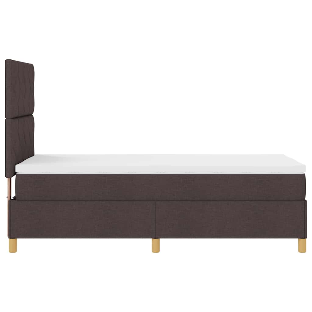 vidaXL Łóżko z sprężyną LED Ciemny brąz 90 x 190 cm tkanina