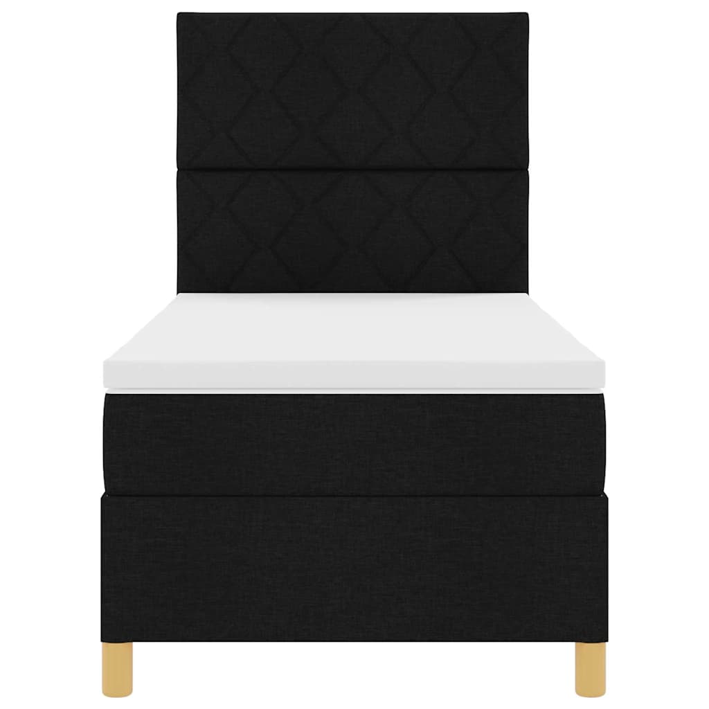 vidaXL Łóżko z sprężyną LED Z zagłówkiem Czarny 90 x 200 cm tkanina