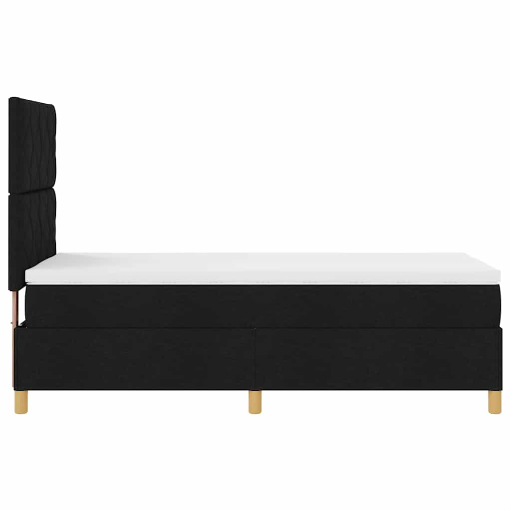 vidaXL Łóżko z sprężyną LED Z zagłówkiem Czarny 90 x 200 cm tkanina