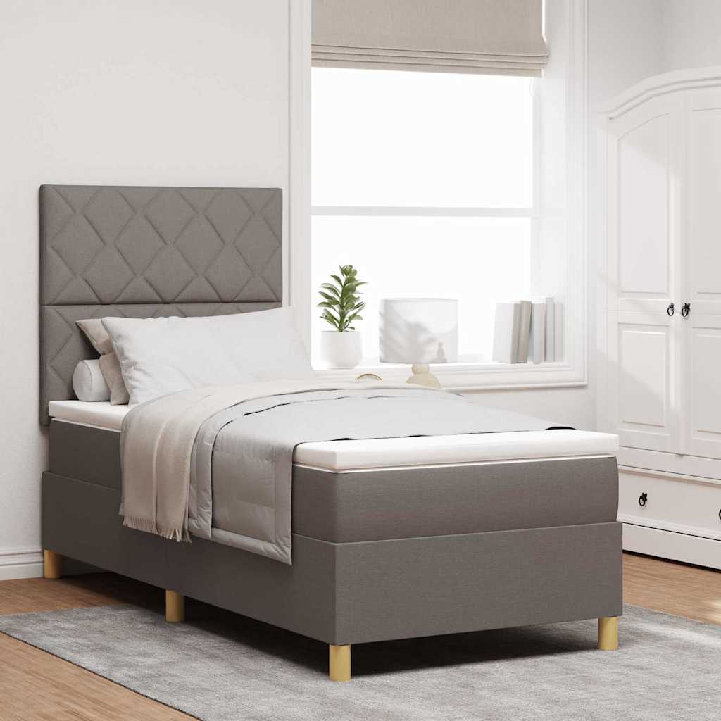 vidaXL Łóżko z sprężyną LED Ciemnoszary 90 x 200 cm tkanina