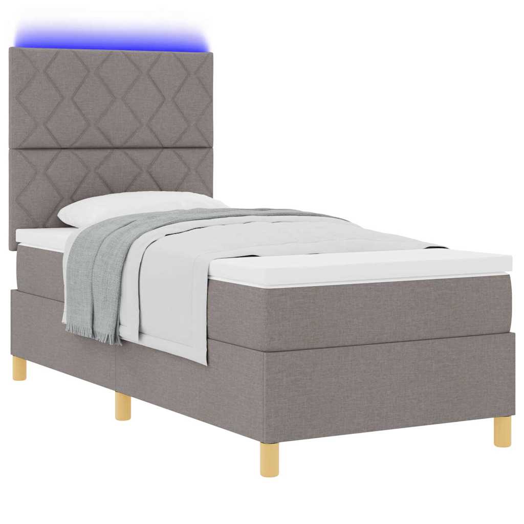vidaXL Łóżko z sprężyną LED Ciemnoszary 90 x 200 cm tkanina
