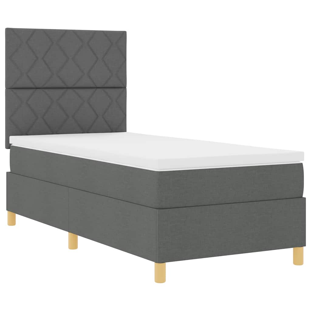 vidaXL Łóżko z sprężyną LED Ciemnoszary 100 x 200 cm tkanina