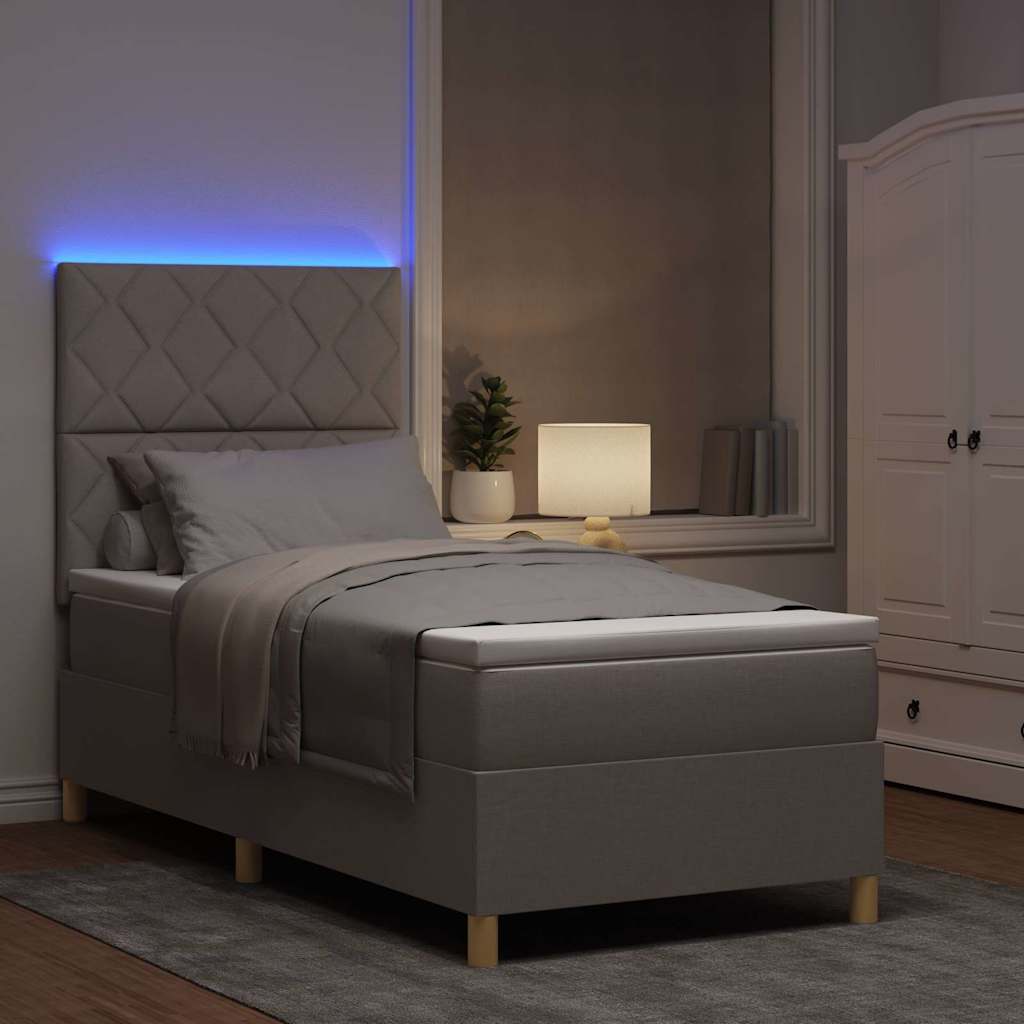 vidaXL Łóżko z sprężyną LED Ciemnoszary 100 x 200 cm tkanina