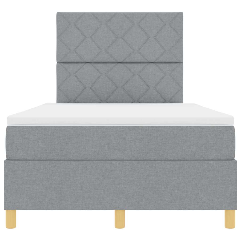 vidaXL Łóżko z sprężyną LED Jasnoszary 120 x 190 cm tkanina