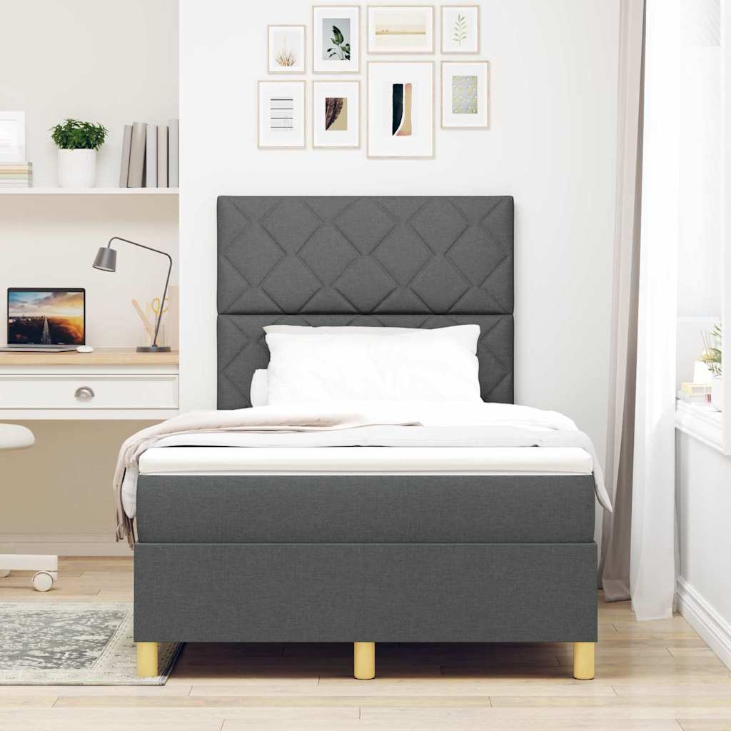 vidaXL Łóżko z sprężyną LED Ciemnoszary 120 x 190 cm tkanina