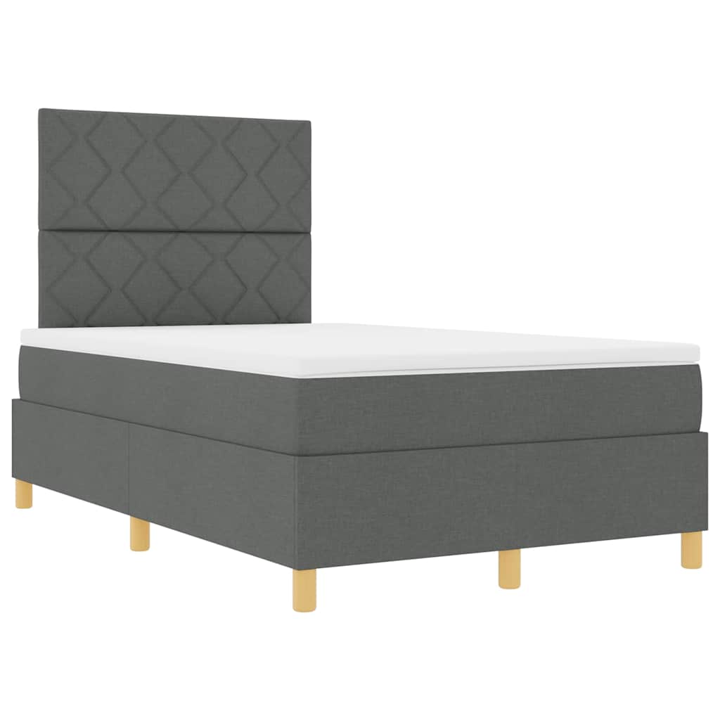 vidaXL Łóżko z sprężyną LED Ciemnoszary 120 x 190 cm tkanina