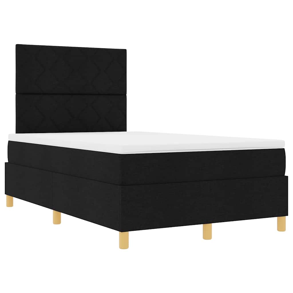 vidaXL Łóżko z sprężyną LED z materacem Czarny 120 x 190 cm tkanina