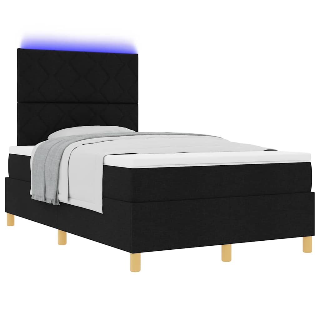 vidaXL Łóżko z sprężyną LED z materacem Czarny 120 x 190 cm tkanina