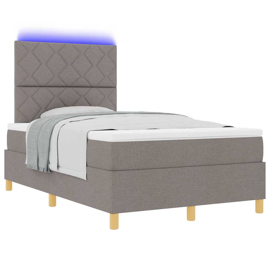 vidaXL Łóżko z sprężyną LED Ciemnoszary 120 x 190 cm tkanina