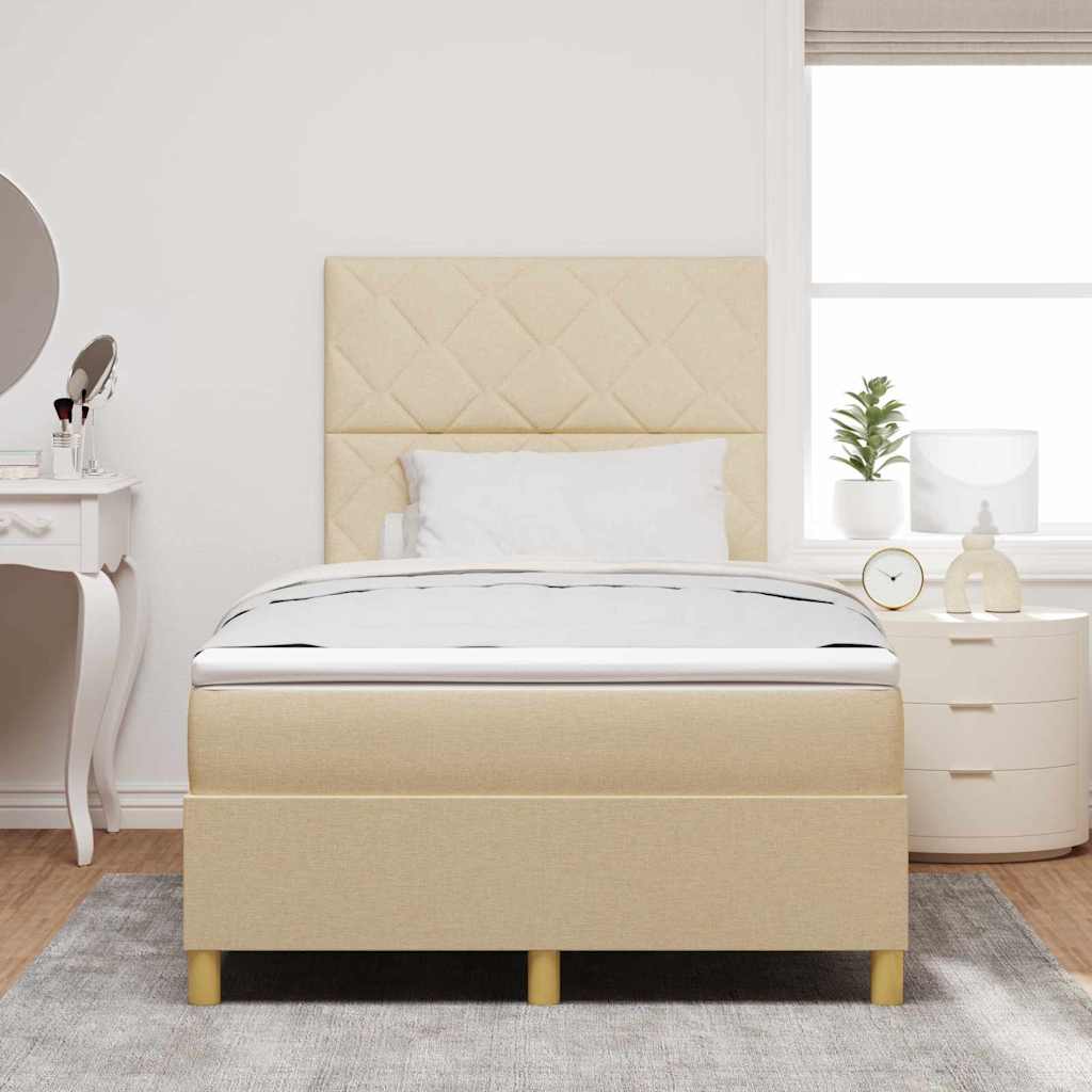 vidaXL Łóżko z sprężyną LED z materacem Kremowy 120 x 190 cm tkanina