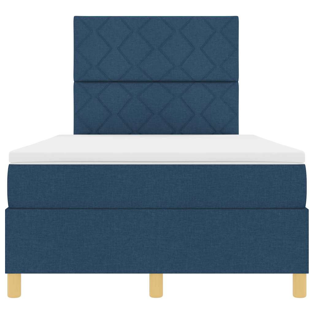 vidaXL Łóżko z sprężyną LED z materacem Niebieski 120 x 190 cm tkanina