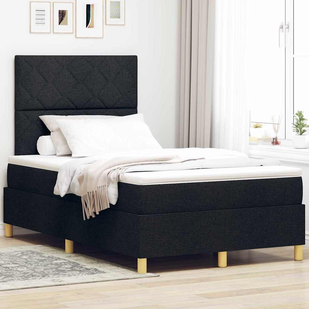 vidaXL Łóżko z sprężyną LED z materacem Czarny 120 x 200 cm tkanina