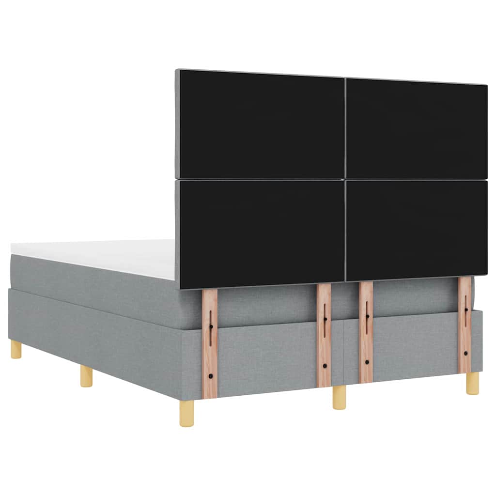 vidaXL Łóżko z sprężyną LED Jasnoszary 140 x 190 cm tkanina
