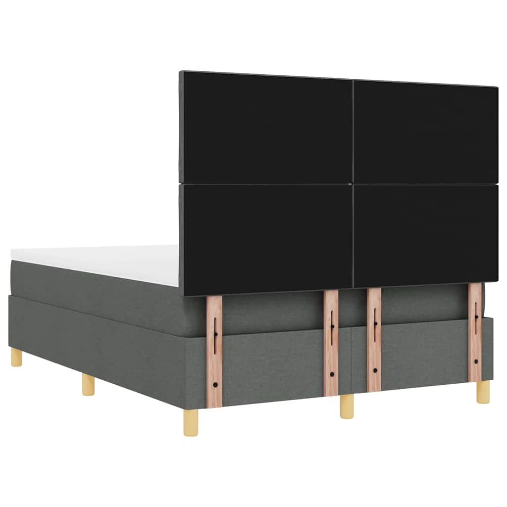 vidaXL Łóżko z sprężyną LED Ciemnoszary 140 x 190 cm tkanina