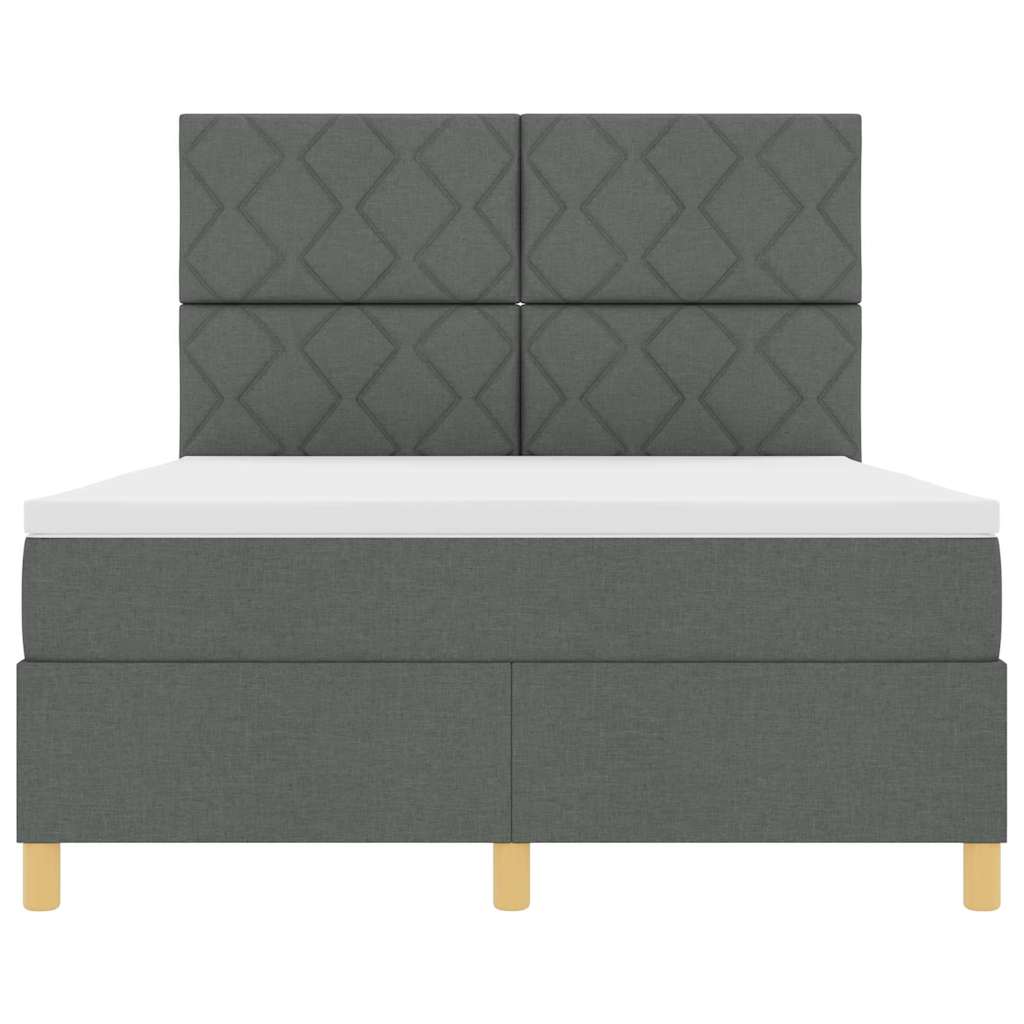 vidaXL Łóżko z sprężyną LED Ciemnoszary 140 x 190 cm tkanina
