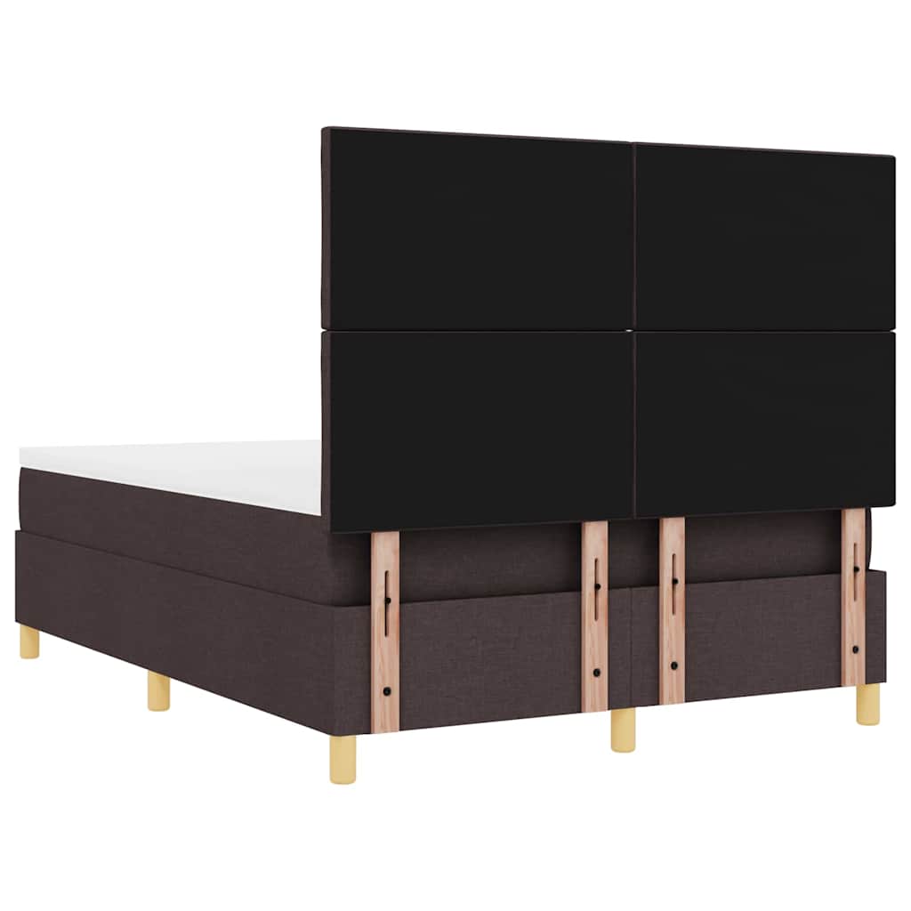 vidaXL Łóżko z sprężyną LED Ciemny brąz 140 x 190 cm tkanina