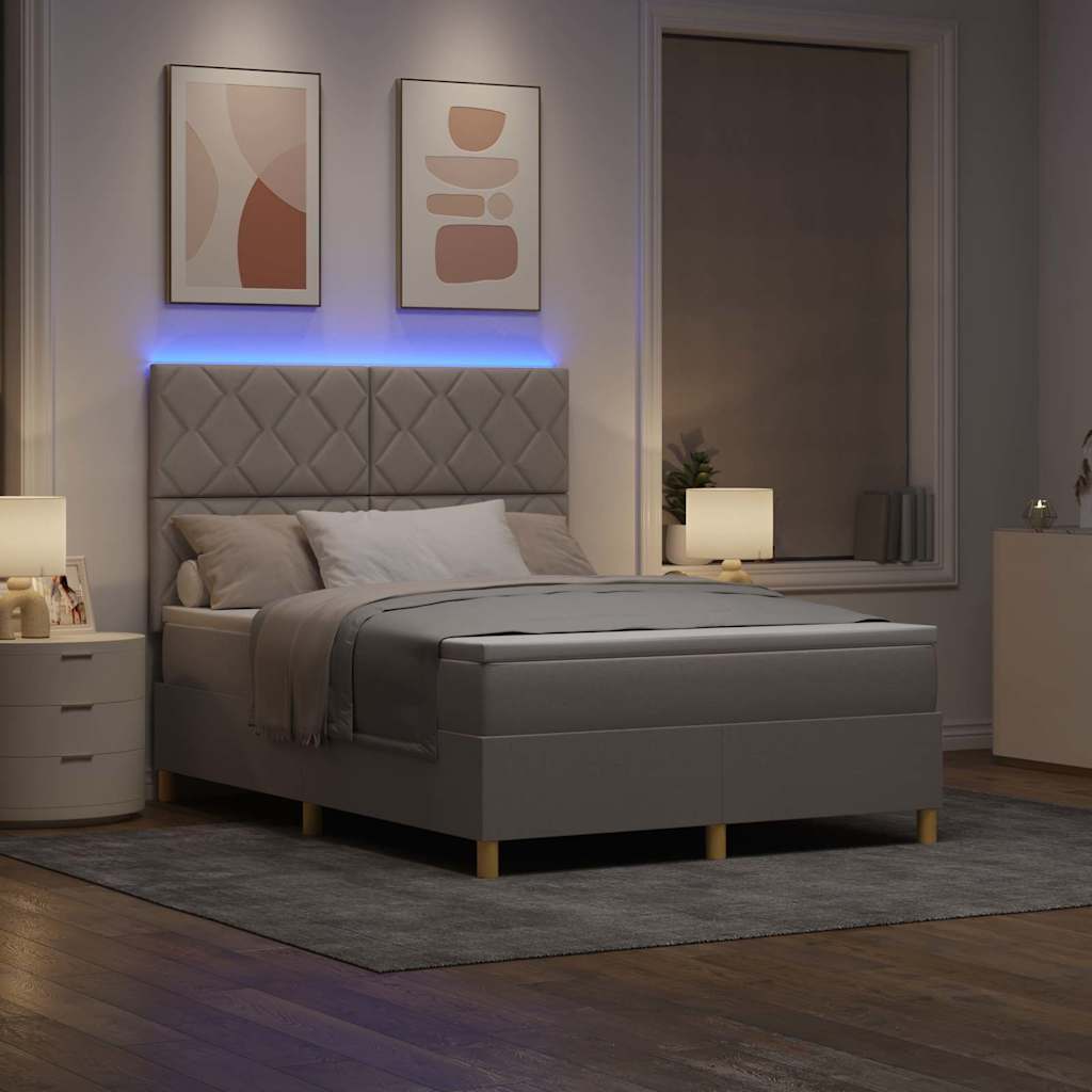 vidaXL Łóżko z sprężyną LED Ciemnoszary 140 x 190 cm tkanina