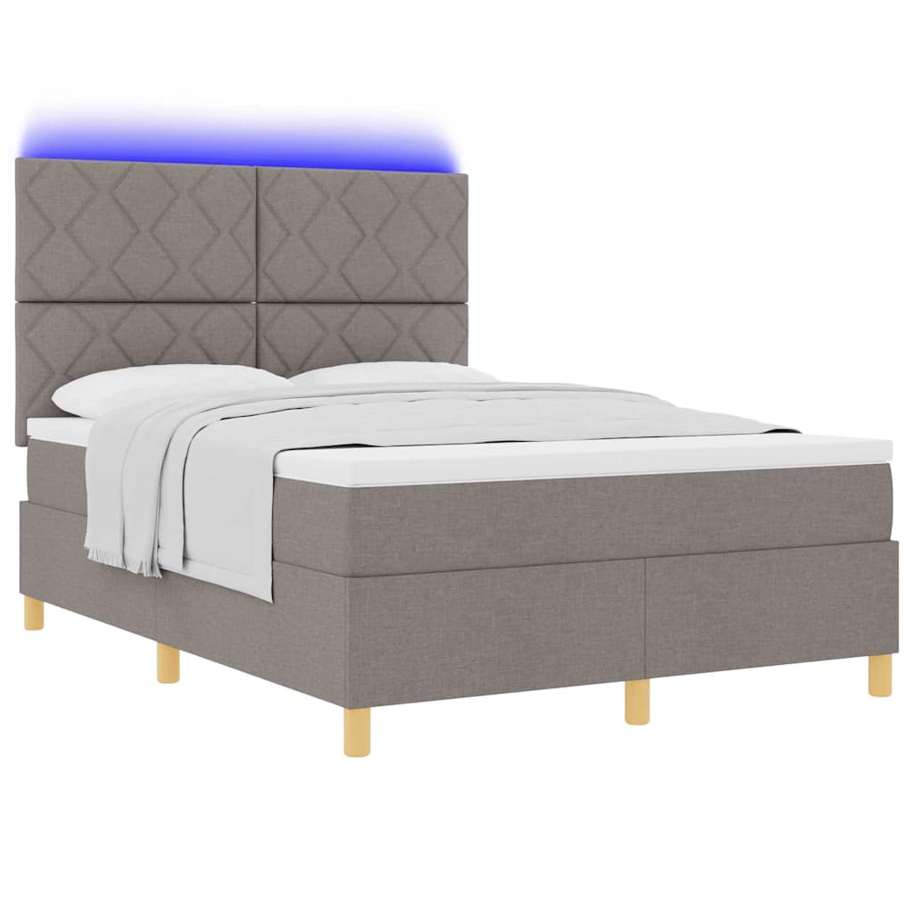 vidaXL Łóżko z sprężyną LED Ciemnoszary 140 x 190 cm tkanina