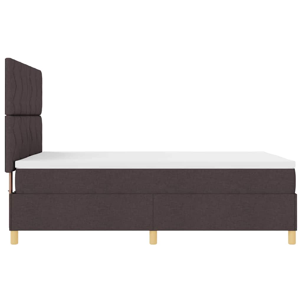 vidaXL Łóżko z sprężyną LED Ciemny brąz 140 x 200 cm tkanina