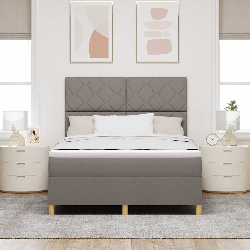 vidaXL Łóżko z sprężyną LED Ciemnoszary 140 x 200 cm tkanina