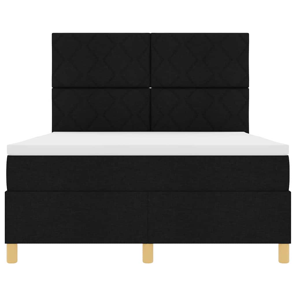 vidaXL Łóżko z sprężyną LED Z zagłówkiem Czarny 160 x 200 cm tkanina