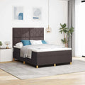 vidaXL Łóżko z sprężyną LED Ciemny brąz 160 x 200 cm tkanina