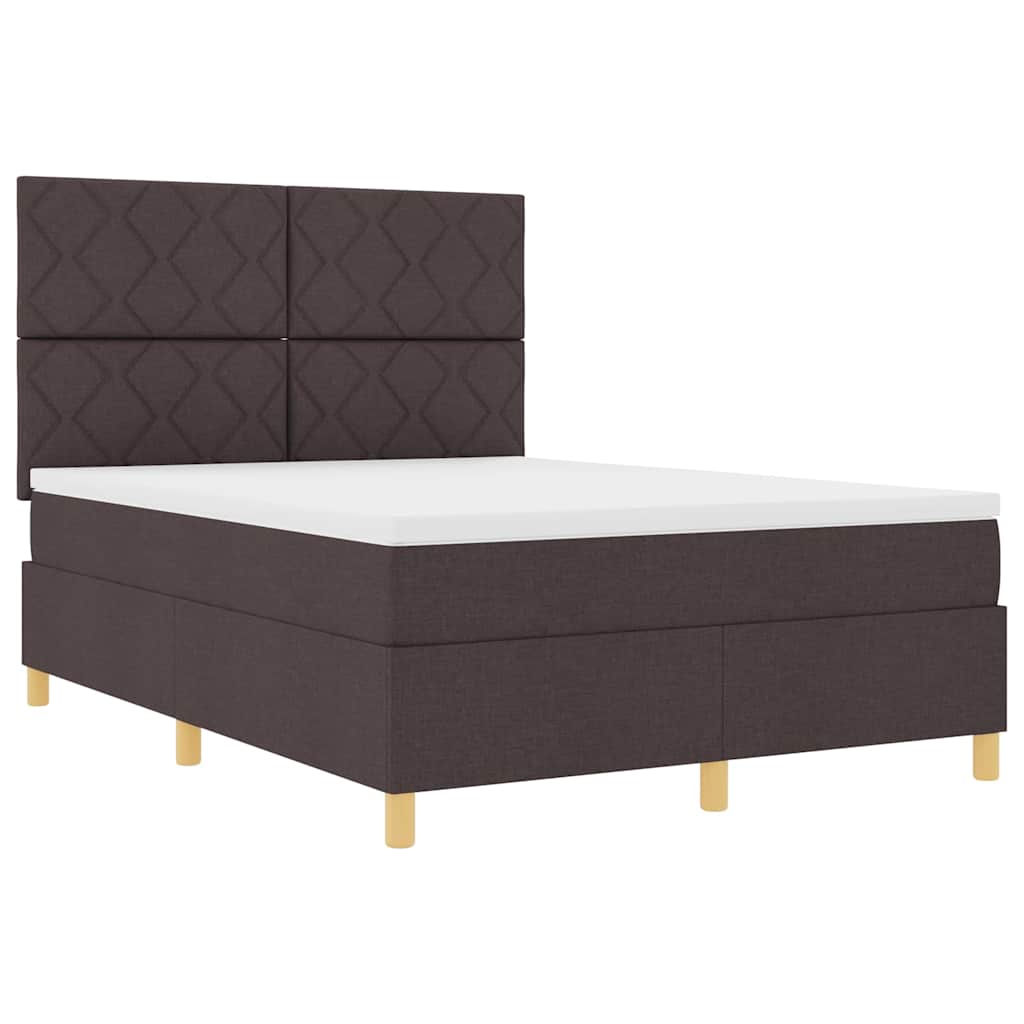 vidaXL Łóżko z sprężyną LED Ciemny brąz 160 x 200 cm tkanina