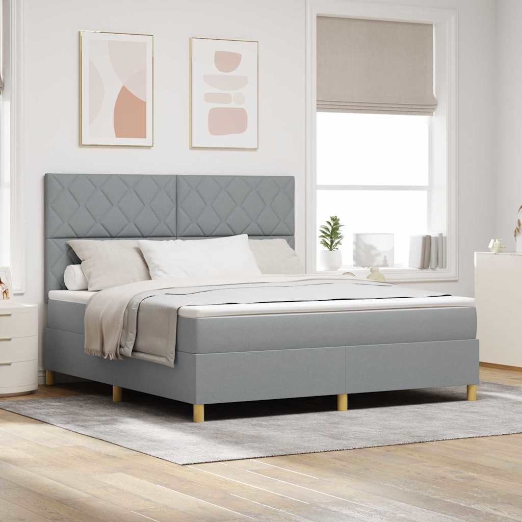 vidaXL Łóżko z sprężyną LED Jasnoszary 180 x 200 cm tkanina