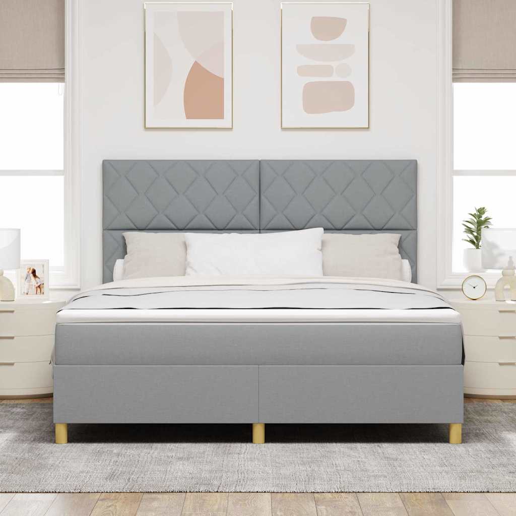 vidaXL Łóżko z sprężyną LED Jasnoszary 180 x 200 cm tkanina