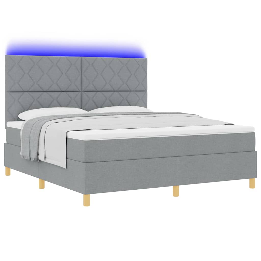 vidaXL Łóżko z sprężyną LED Jasnoszary 180 x 200 cm tkanina
