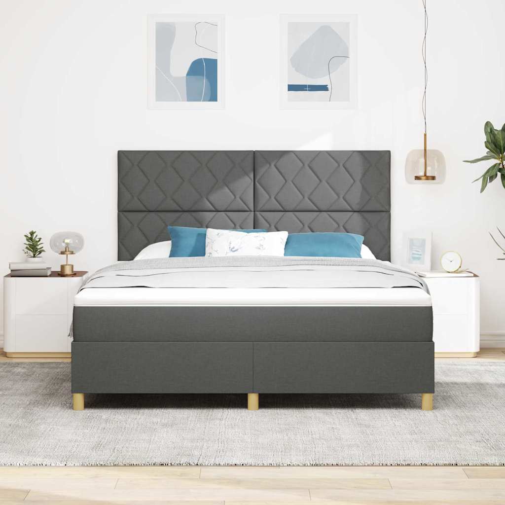 vidaXL Łóżko z sprężyną LED Ciemnoszary 180 x 200 cm tkanina