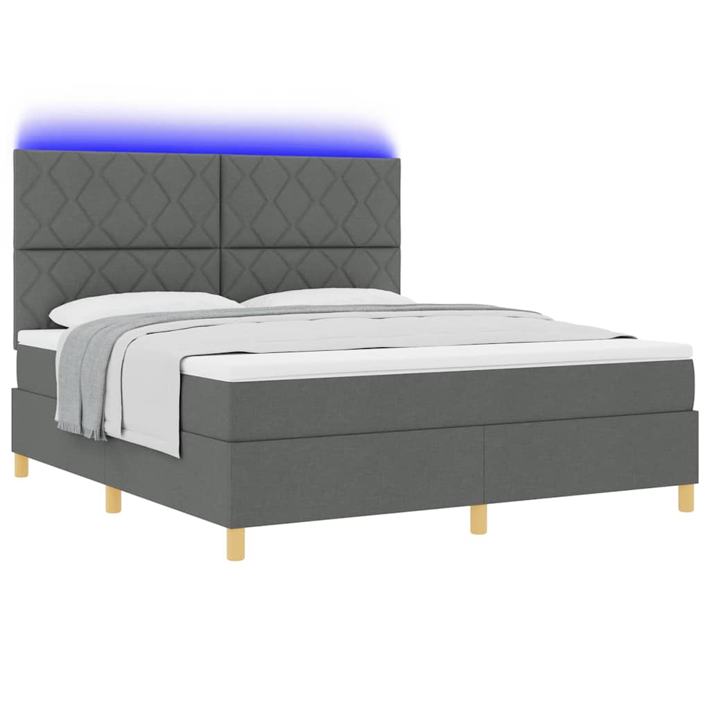 vidaXL Łóżko z sprężyną LED Ciemnoszary 180 x 200 cm tkanina