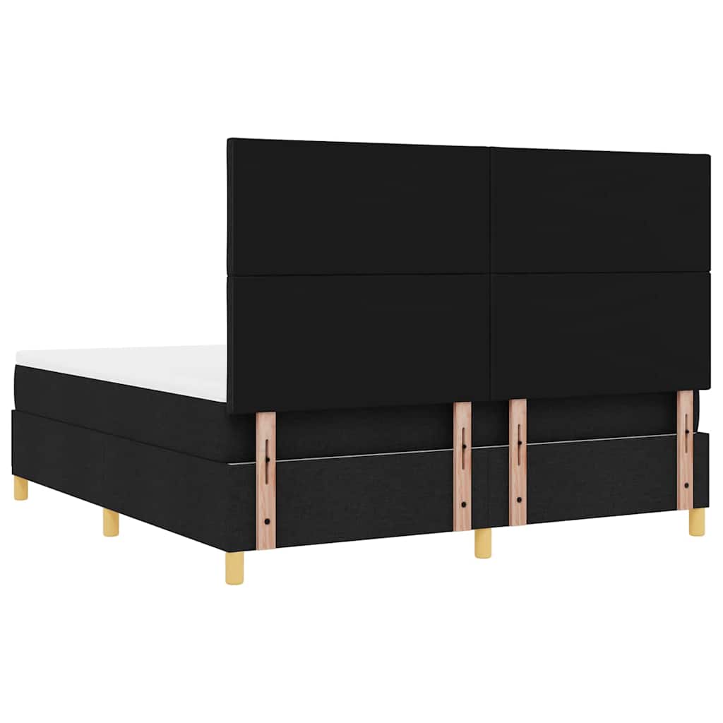 vidaXL Łóżko z sprężyną LED Z zagłówkiem Czarny 180 x 200 cm tkanina