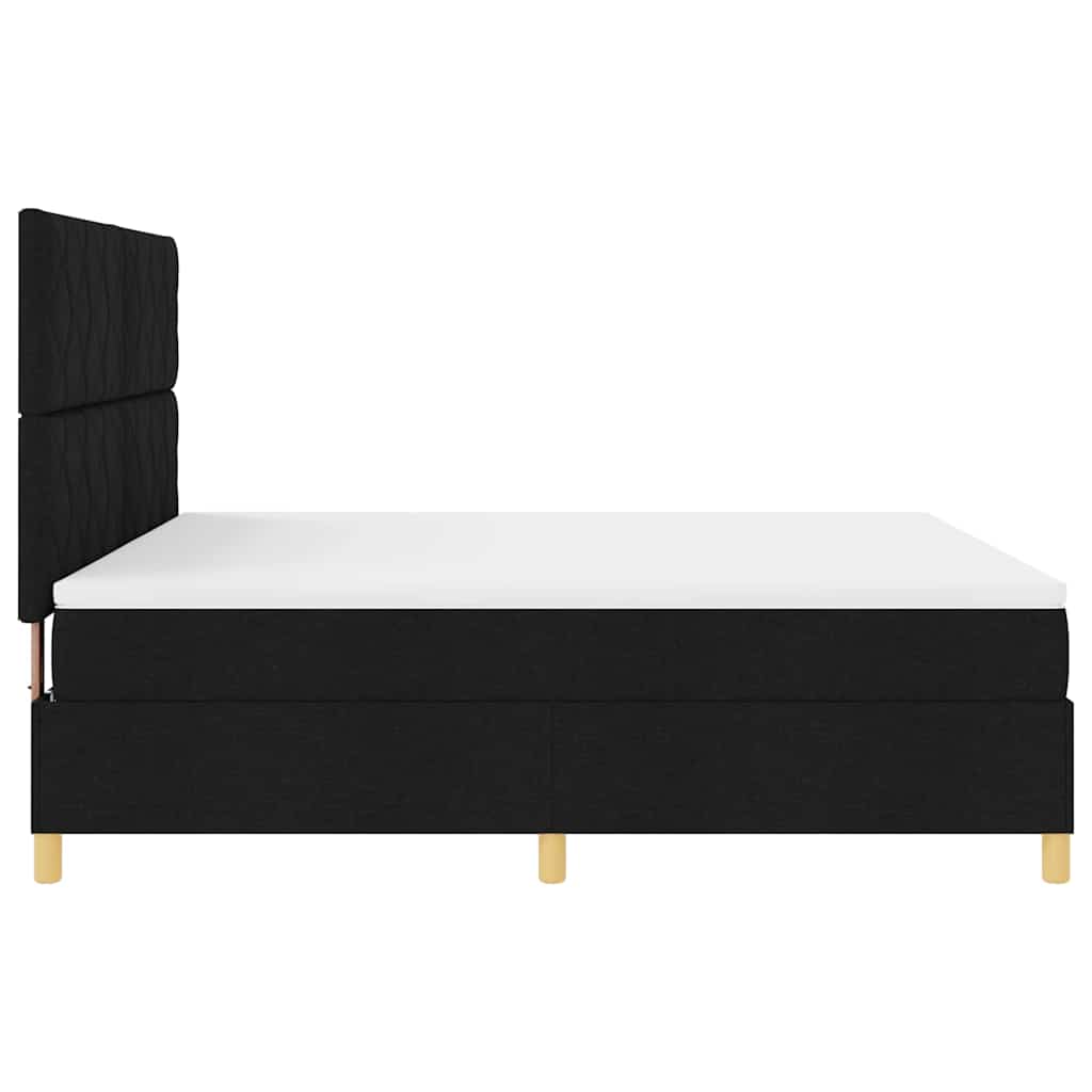 vidaXL Łóżko z sprężyną LED Z zagłówkiem Czarny 180 x 200 cm tkanina