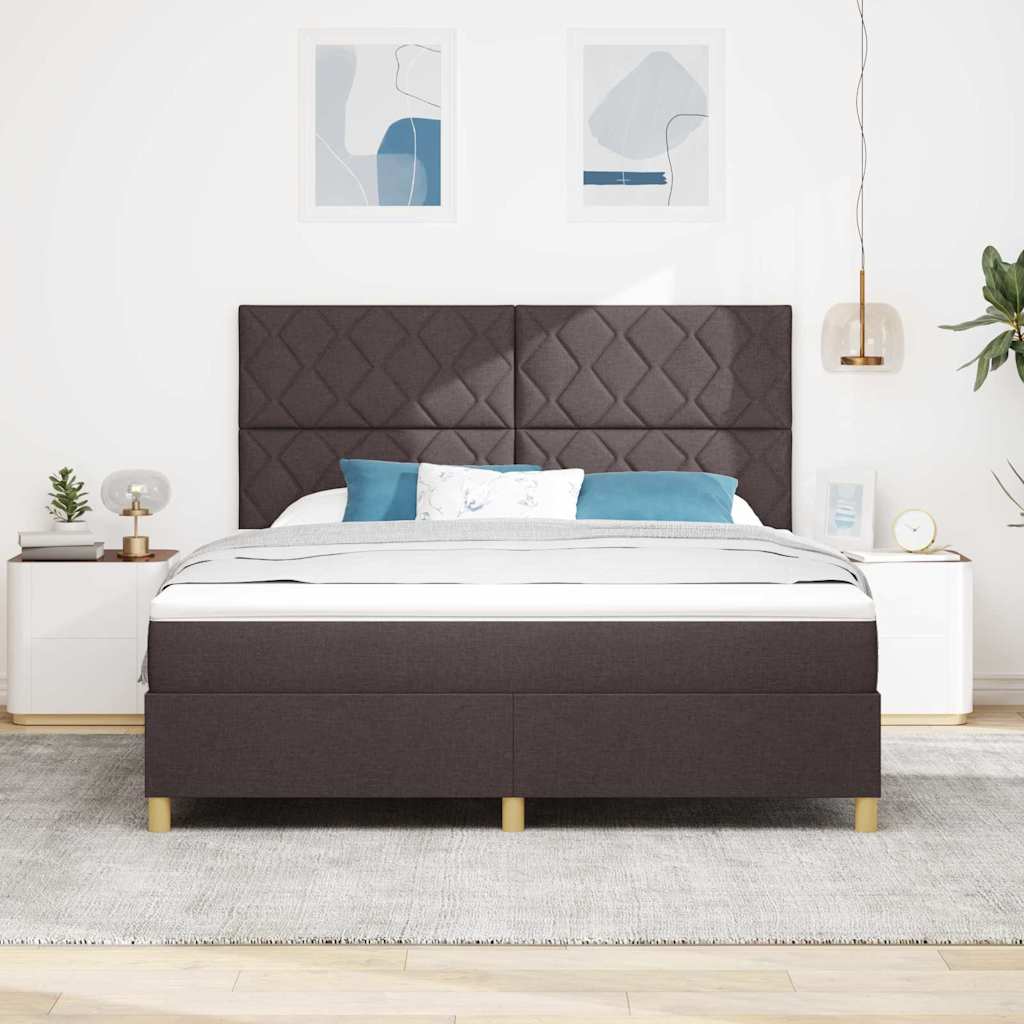 vidaXL Łóżko z sprężyną LED Ciemny brąz 180 x 200 cm tkanina