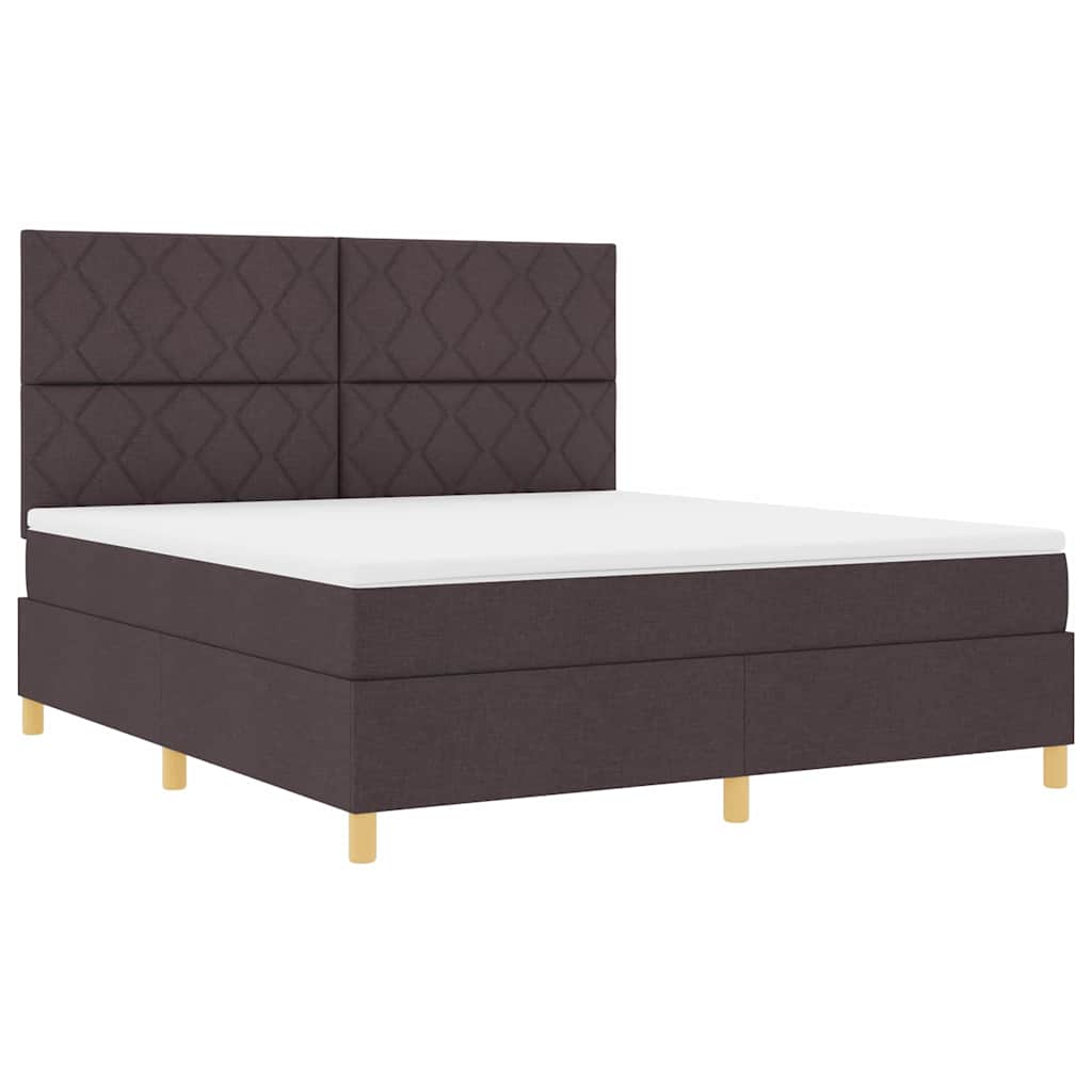 vidaXL Łóżko z sprężyną LED Ciemny brąz 180 x 200 cm tkanina