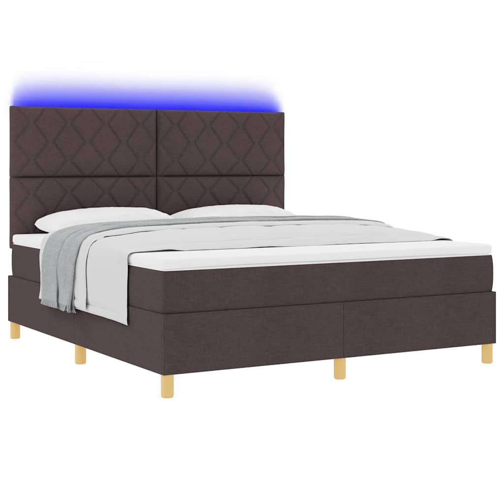 vidaXL Łóżko z sprężyną LED Ciemny brąz 180 x 200 cm tkanina