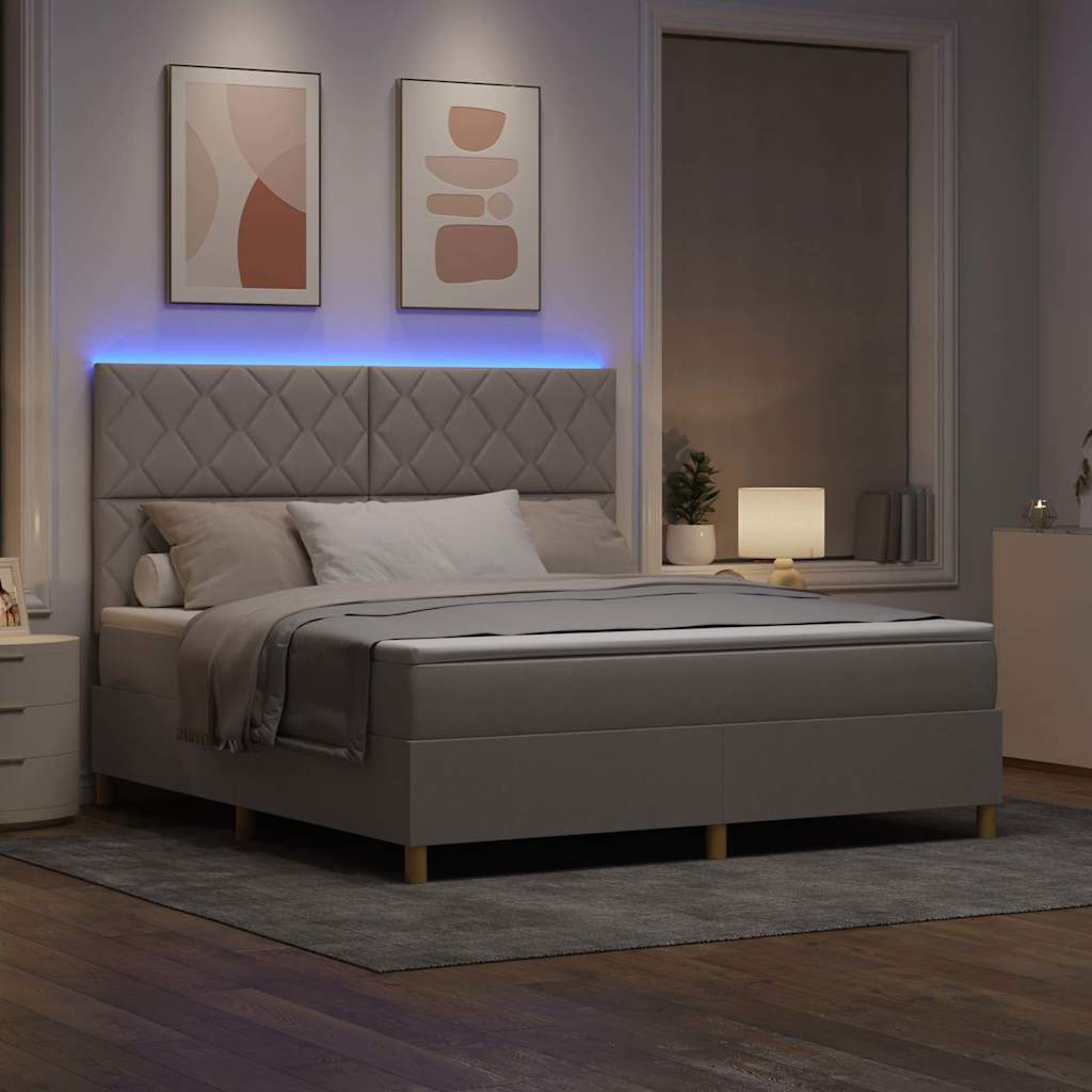 vidaXL Łóżko z sprężyną LED Ciemnoszary 180 x 200 cm tkanina