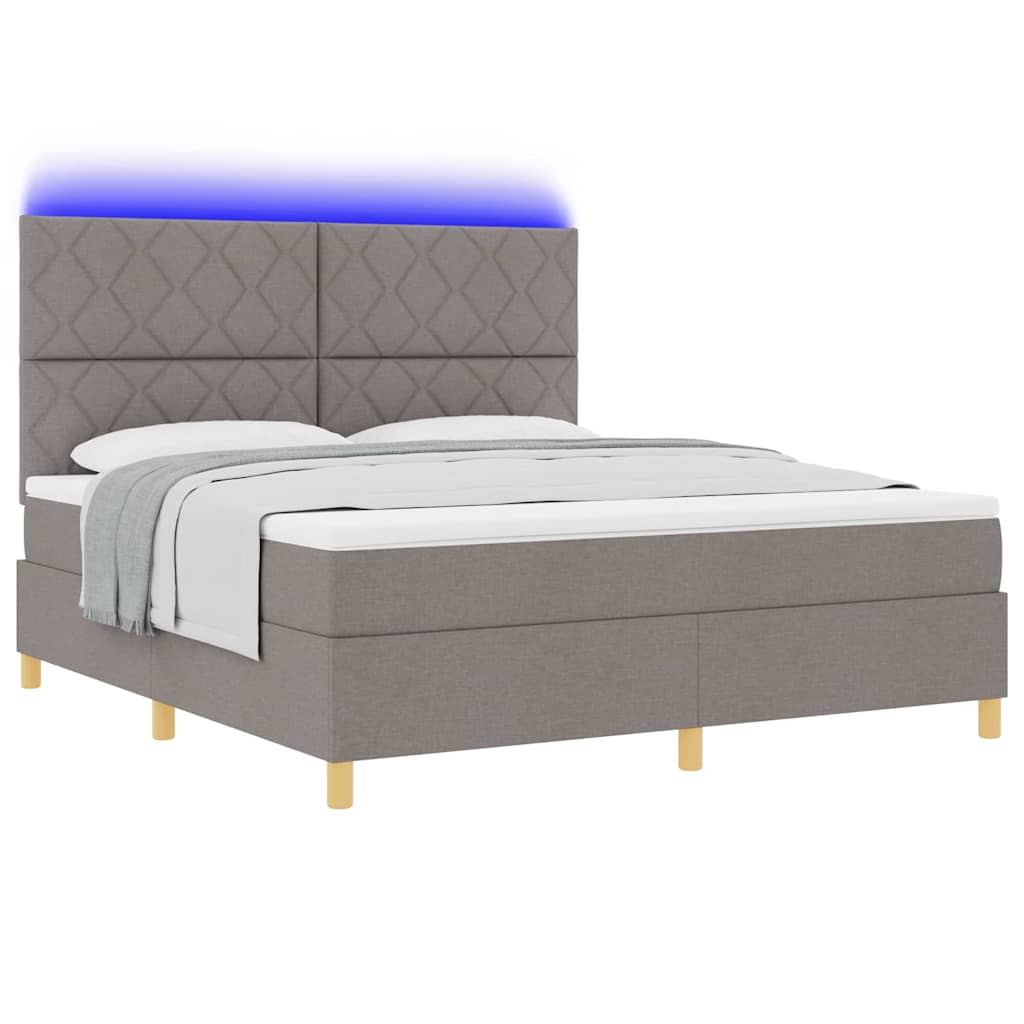 vidaXL Łóżko z sprężyną LED Ciemnoszary 180 x 200 cm tkanina
