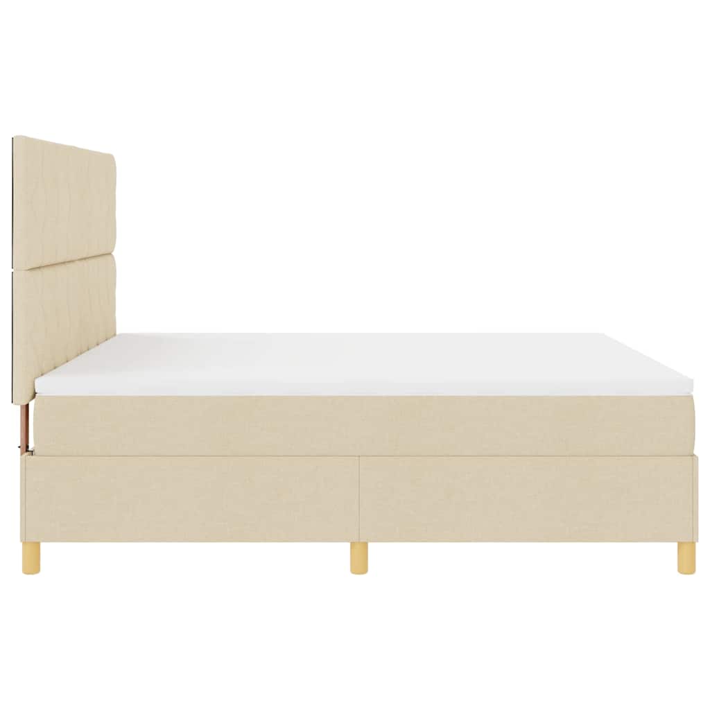 vidaXL Łóżko z sprężyną LED Z zagłówkiem Kremowy 180 x 200 cm tkanina