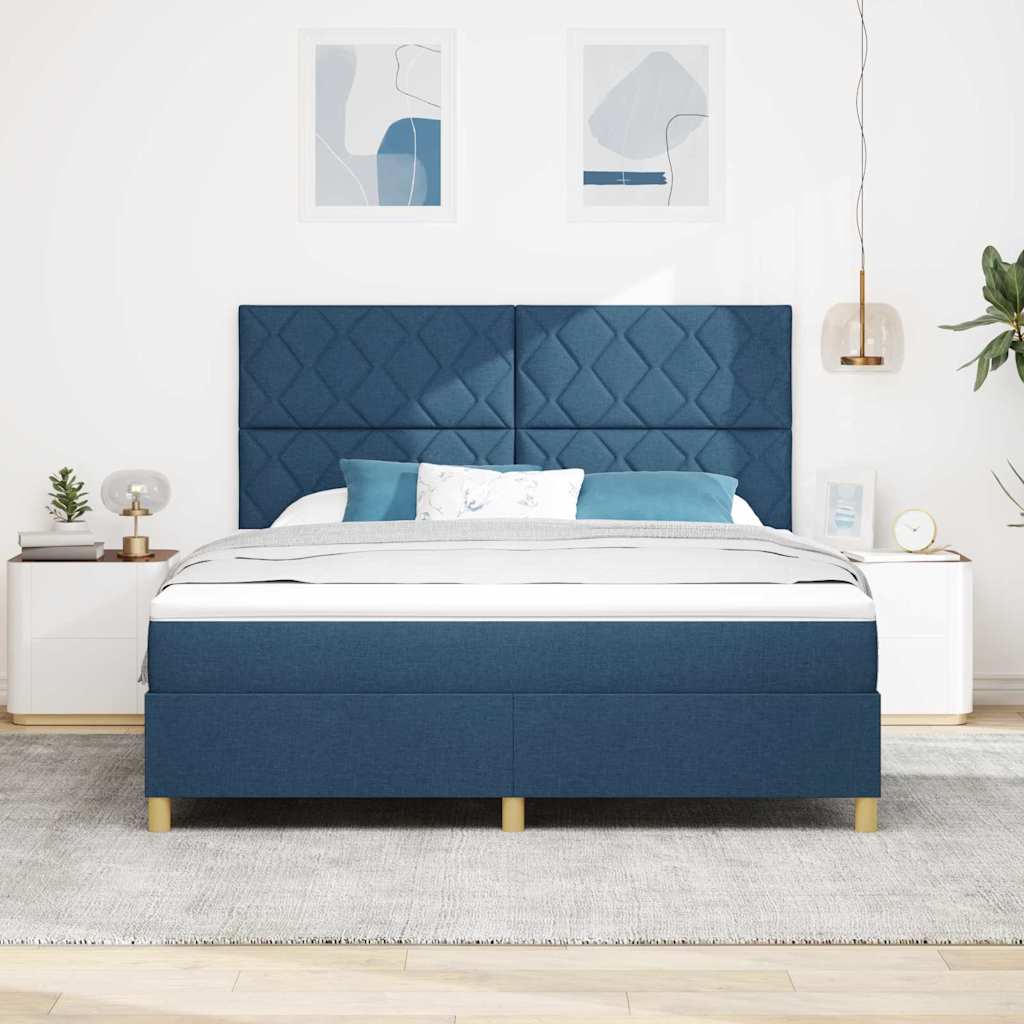 vidaXL Łóżko z sprężyną LED Niebieski 180 x 200 cm tkanina