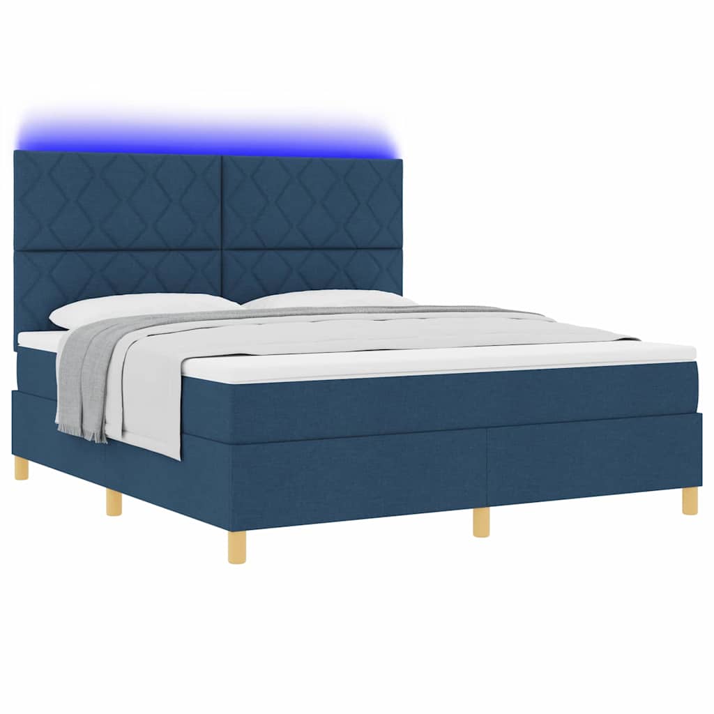 vidaXL Łóżko z sprężyną LED Niebieski 180 x 200 cm tkanina