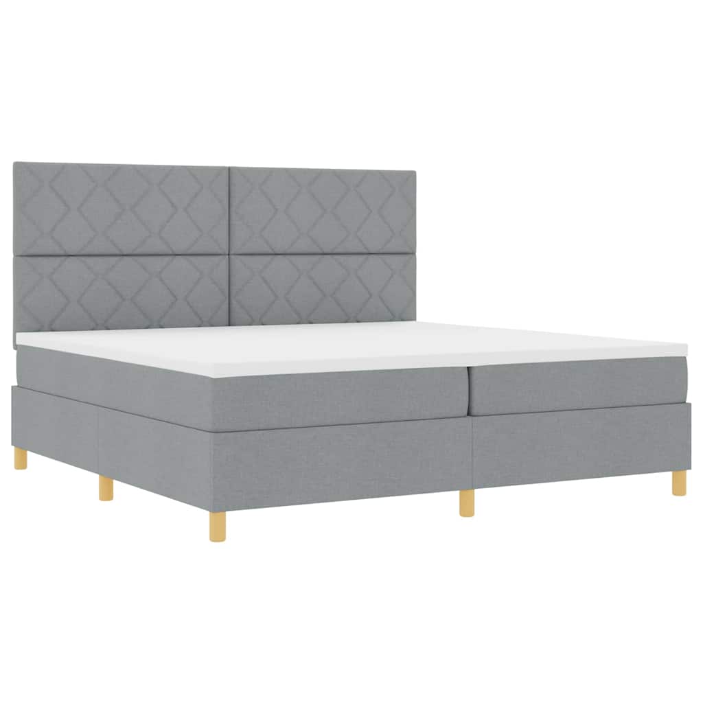 vidaXL Łóżko z sprężyną LED Jasnoszary 200 x 200 cm tkanina